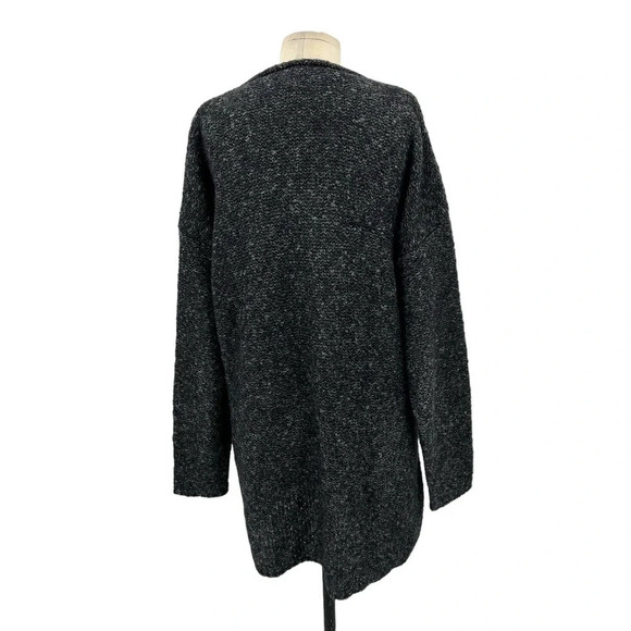 Eileen Fisher Vintage Marled Charcoal Gray V-Neck Sweater Tunic Size Large - Picture 5 of 7